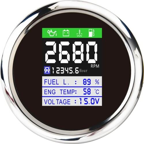 New Multi-functional 85MM CANbus Gauges Digital Tachometer Oil Pressure Water Temp Fuel Level Voltmeter Hour Meter With Alarm