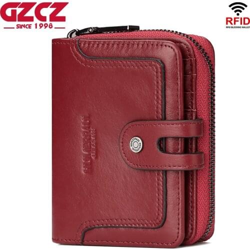 New Fashion Womens Wallet Rfid Leather Ladies Female Wallets Hasp with Double Zipper Designer Coin Purse ID Card Holder Walet