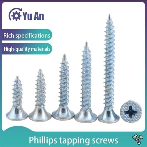 Galvanized Cross Flat Head Self Tapping Drywall Screw KA Hardened Philips Countersunk Head Wood Tapping Screws M3-M6 50Pcs