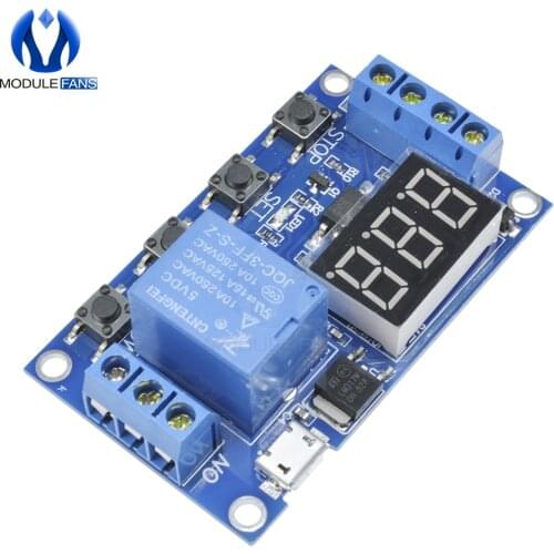 Switch Delay Time Relay Module Micro USB 5V LED Display Automation Cycle Delay Timer Control Board DC 6V 9V 12V 24V Controller