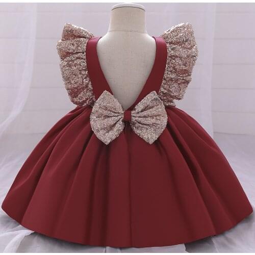 Baby Girls Dress Newborn Backless Big Bow Princess Dresses for Baby 1st Year Birthday Dress Christmas Costume Infant Party Dres