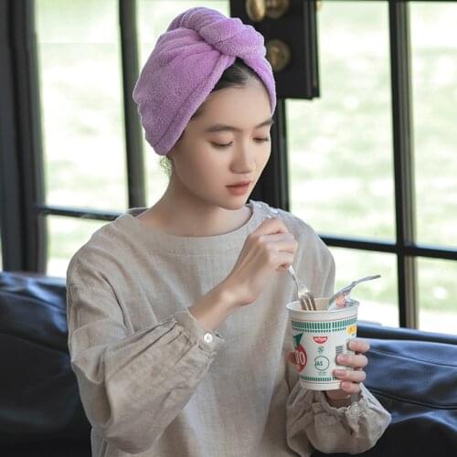 Girls Microfiber Hair Drying Towel Turban Head Hat Shower Cap Solid Quick Hair Towel cap Absorption Turban Hair Dry Cap