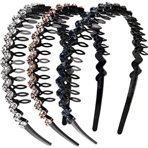 Simple Rhinestone Headband Hair Hoop Elastic Hairbands Headwear Women Hair Accessories Striped Hair Bands Scrunchies Headdress
