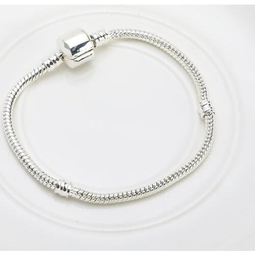 Silver Plated Basic Snake Chain Bracelet DIY Charm Bead Jewelry Bracelets Bangle Chain браслеты женские For Women Jewelry