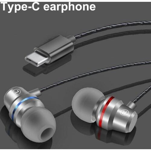 YT1 Wired Earbuds In-ear Heavy Bass Metal Type-C Wire Control Music Earphones for Gaming