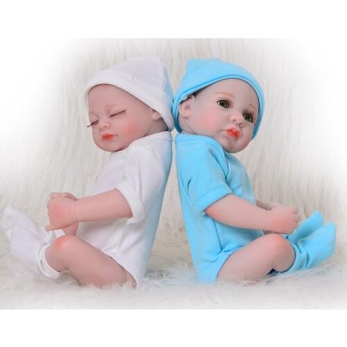 Handmade 11Inch 27 cm Lifelike Sleeping + Open Eyes Cute Twins Reborn Dolls Babies Soft Silicone Toys Doll Reborn Birthday Gift