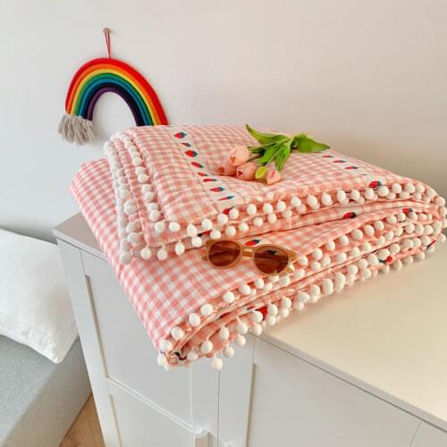 Pink Summer Quilt Strawberry Air Condition Blanket Soft and Comfortable Bed Cover Bedding 2020 New