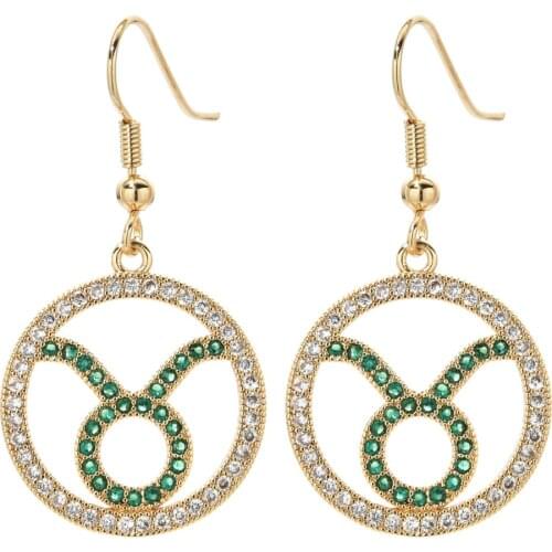 2020 new fashion micro-set AAA zircon earrings, suitable for women / girls sweet romantic wedding party Taurus constellation