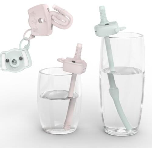 Silicone Straw Food Grade Silicone Reusable Drinking straw Elephant Teething Straw BPA Free Baby silicone folding straw