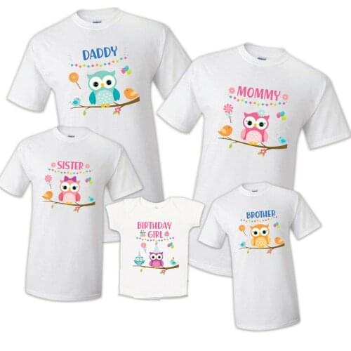 Owl Bird Big Family Birthday Matching T Shirts Dad Mon Baby Family Matching Outfits, All Family Member Availible Shirts Gift
