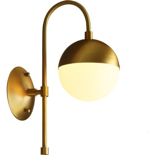 Modern Gold Base Wall Lamp With White Glass Bedroom Light Lustre Led Bedroom Light lampara de pared bathroom light