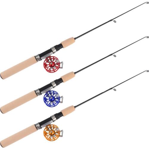 DEUKIO 60cm/66cm Telescopic Fishing Rod with Fishing Reel Set Outdoor Winter Ice Fishing Wheel Fishing Pole Kit Fishing Tackles