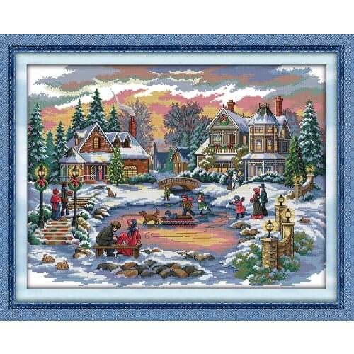 Treasure time cross stitch craft supplies winter snow kits 18ct 14ct 11ct printed canvas embroidery DIY handmade needlework plus