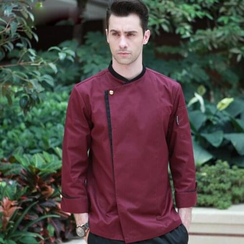 Unisex Chef Uniforms Food Service Cook Jacket Coat Solid Man Kitchen Restaurant Bakery Clothing Shirt tops work clothes for mens