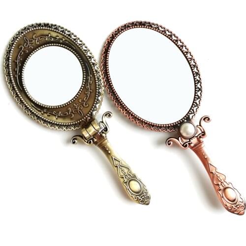 Makeup Mirror зеркало Espejo Foldable Double Face With European Style Light Luxury Decoration Pocket Handle Portable Mirrors