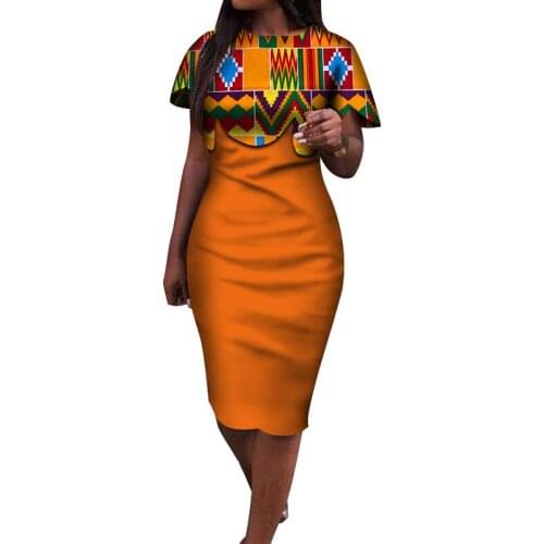 3XL Size In Stock African Dresses for Women African Print Mid-Calf Dress Women Ankara Dress WY3932-XH