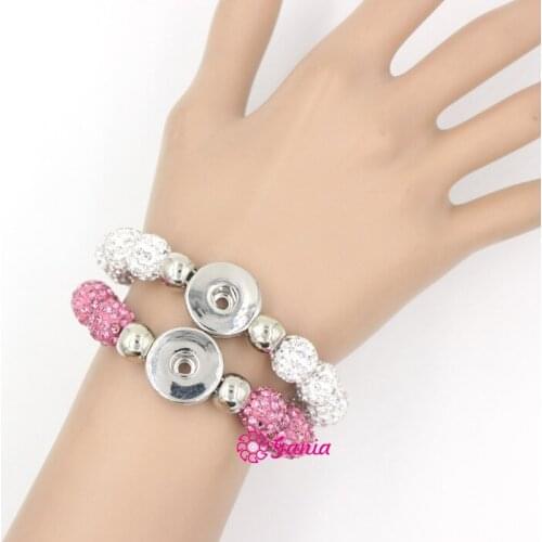 1PC Crystal Beaded Snap Bracelet Expandable Crystal ball Beaded Bracelet Jewelry 18mm Snap Jewelry