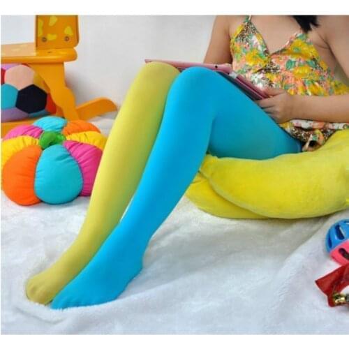 1 Piece 2 color Patchwork Tights Kids Stretch Stocking Soft Baby Girl Cute Solid Candy Colorful