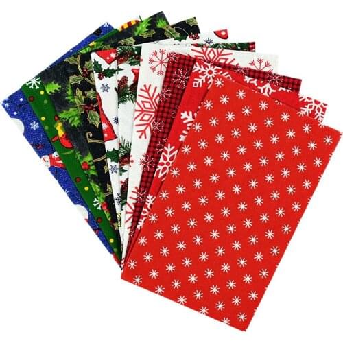 10pcs 25x20cm Christmas Series Cotton Fabric Printed Cloth Sewing Quilting Fabrics Patchwork Needlework DIY Handmade Material