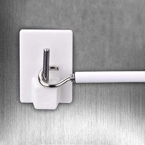 10Pcs Rectangle Self Adhesive Hooks Storage Hooks Kitchen Bathroom Hook Curtain Net Rail Rod Pin Bathroom Towel Holder