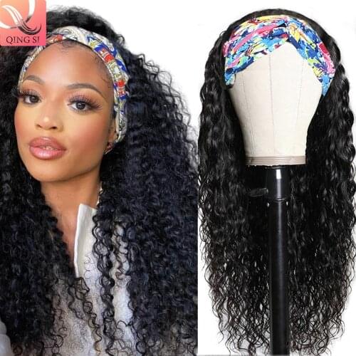 100% Human Hair Grip Headband Scarf Wig Water Wave Human Hair Wig No plucking wigs for Women No Glue No Sew In