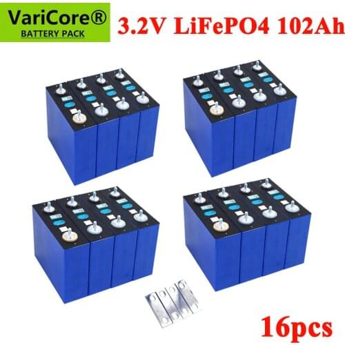 16pcs 3.2V 102Ah LiFePO4 battery pack Lithium iron phospha DIY 4S 12V 24V 300A Motorcycle Electric Car Solar Inverter batteries