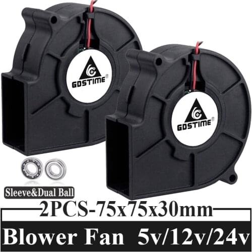 2PCS Gdstime DC Blower Fan 75x75x30mm 5V 12V 24V 7cm 7530 Centrifugal Radial Air Flow Cooling Cooler Fan