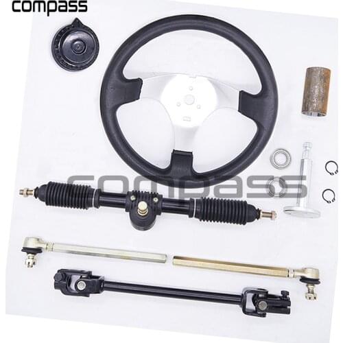 300mm Steering Wheel Assembly 420mm Gear Rack Pinion 380mm U Joint Tie Rod Knuckle Assy For Chinese 110cc Go Kart Quad Parts