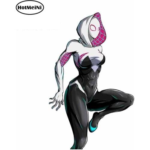 HotMeiNi 13cm x 6cm Female Spiderman Funny Car Stickers 3D DIY Fine Decal Waterproof Anime Vinyl RV JDM Trunk Accessories