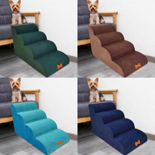 4 Tiers Steps Pet Dog Stairs Step Flannel Dog Detachable Four-Story Staircase Assembly Removable Wash Stairs Ladder Dog Stairs