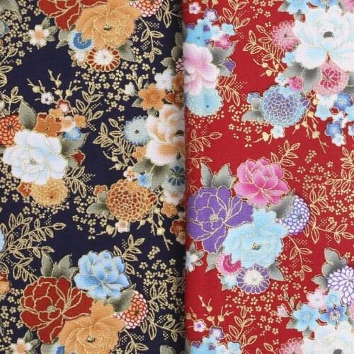 50x140cm Brand New Design Deep Blue & Red Blooming Rose Flowers Jacquard Cotton Fabric Floral Fabric For DIY Sewing Bedding