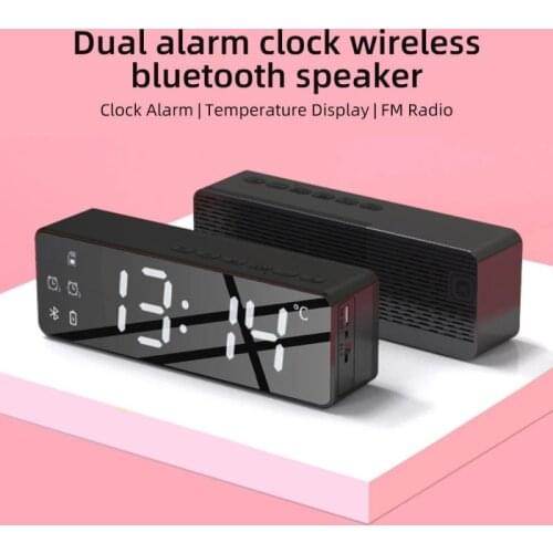 Pink Black White Wireless Bluetooth Speaker FM Radio Sound Box Desktop Alarm Clock Music Player TF Card Bass Speaker Alarm Clock