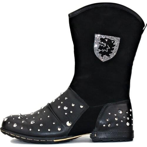 2020 Western Boots Punk Shoes Genuine Leather Mens Motorcycle Boots Ankle Boots Mens Casual Boots Diamond and rivets