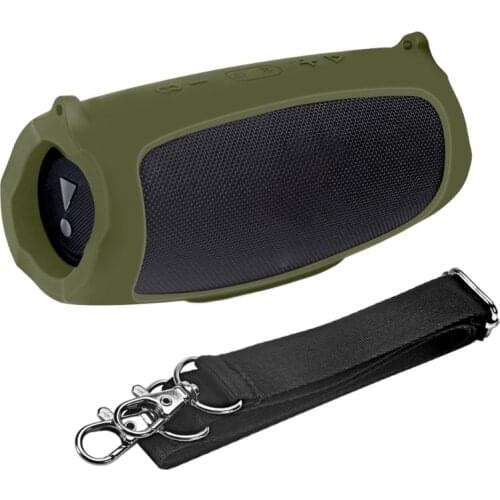 Pouch Sleeve Silicone Case Cover Protective Skin With Strap Carabiner for -JBL Charge 5 Bluetooth Speaker