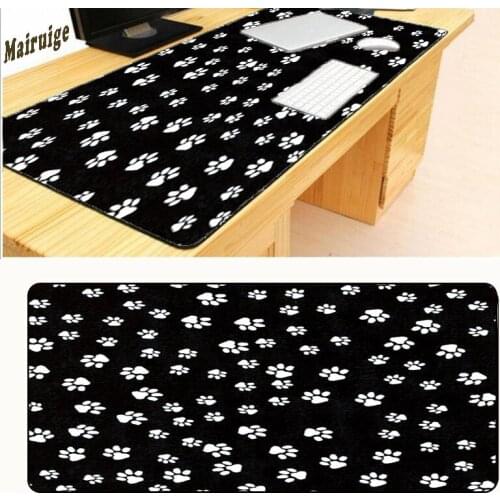 Mairuige Black and White Paw Prints Mouse Pad Overlock Edge Large Gaming Mausepad Send Boy Friend The Best 30x80cm 40x90cm