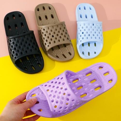 Home Slippers Women Summer Soft Sole Slides Hollow Bathing Non-Slip Bathroom Slippers Mules Flip Flops Men Beach Flat Shoes