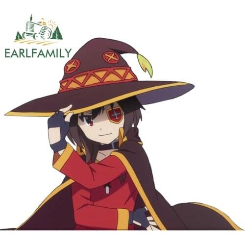 EARLFAMILY 13cm x 10.5cm Sunscreen Waterproof Car Sticker For Megumin Peek Anime Decal Trunk Air Conditioner Car Door Protector