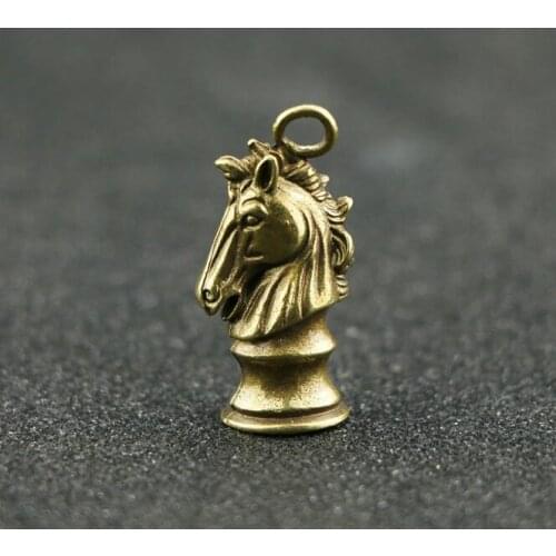 Collection Chinese Brass Carved Horse Head Exquisite Small Pendant Statue Gift