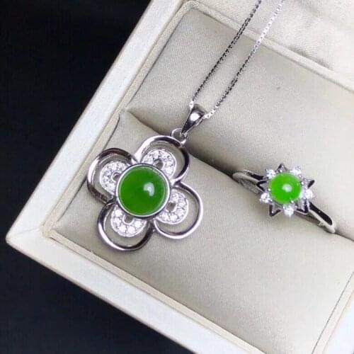 KJJEAXCMY boutique jewels 925 sterling silver inlaid with natural hetian jasper ring pendant for womens set goddess discourse