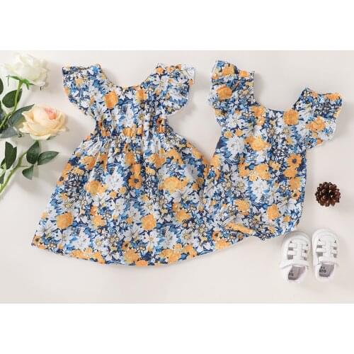 Newborn Baby Girls Floral Romper Tops Jumpsuit Dress Ruffles Sleeve Print Summer Casual Clothes Outfits
