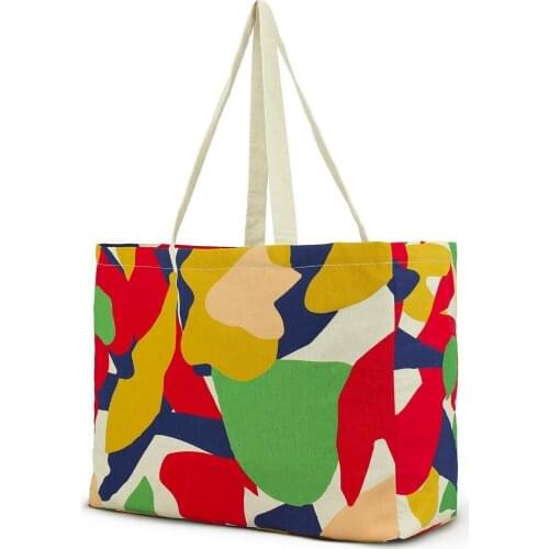 Colorful Cotton Shoulder Beach Bag New Fashion Casual Girls Multifunctional Shoulder Bags for Large Capacity Travel School Bag