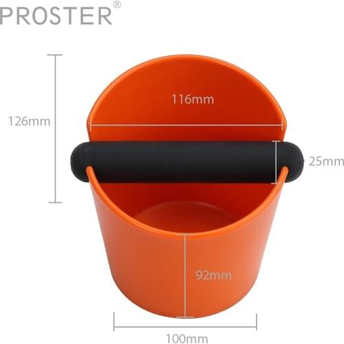 PROSTER Orange Espresso Grinds Waste Container Tamper Bin Coffee Knock Box With Detachable Knock Bar Patented Shock-absorbing