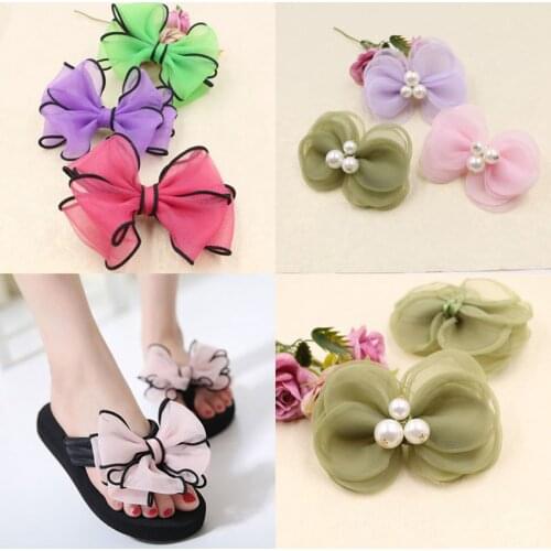 20PCS Cute Chiffon Flowers Ribbon Bowknot Girls Hairbands Hair Bows Headwear Hair Shoes Bags Hat DIY Accessories