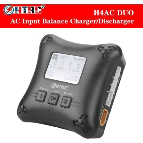 HTRC H4AC DUO RC Mini Charger Dual Port 20w *2 2A *2 for 2-4s Lipo Battery Charging Professional Mini Battery Charger