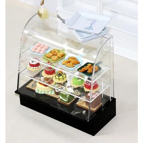 1:12 Miniature Cake Counter Wooden Showcase Cabinet Dollhouse Fruniture Decor