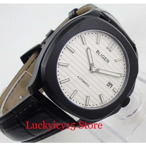 Fashion 39mm Sapphire Crystal Mens Watch Automatic Movement With Date Window PVD Watch Case