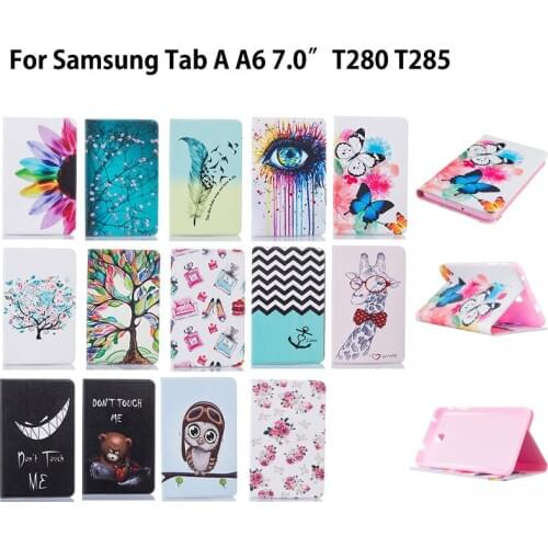 Fashion Cartoon Case Cover For Samsung Galaxy Tab A a6 7.0 T280 T285 SM-T280 Cases Funda Tablet Flip Stand Silicon Leather Shell