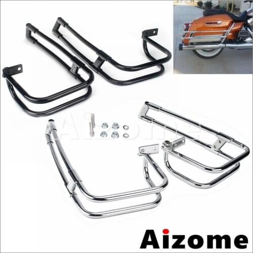 Steel Motorcycle Saddlebag Rear Guard Protection Rails Bars For Harley Touring Road King Electra Glide Ultra Street Glide 14-up