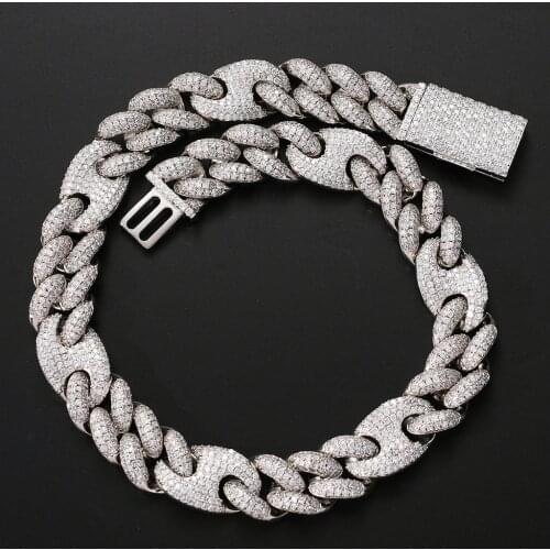 Mens Necklace Boutique 20mm CUBAN CHAIN Miami Lock Domineering Necklace Zircon Hip Hop High-end Trend Mens Jewelry