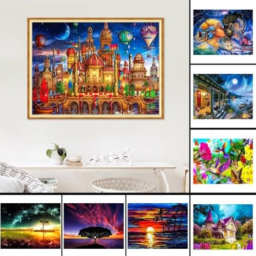 5D DIY Diamond Painting Landscape Cross Stitch Kit Full Drill Embroidery Scenery Mosaic Art Picture of Rhinestones Decor Sale